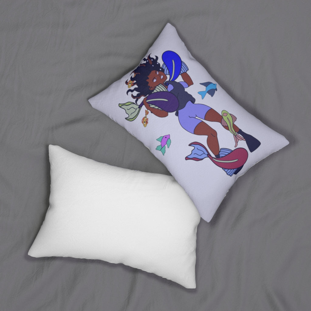 Swimming Spun Polyester Lumbar Pillow