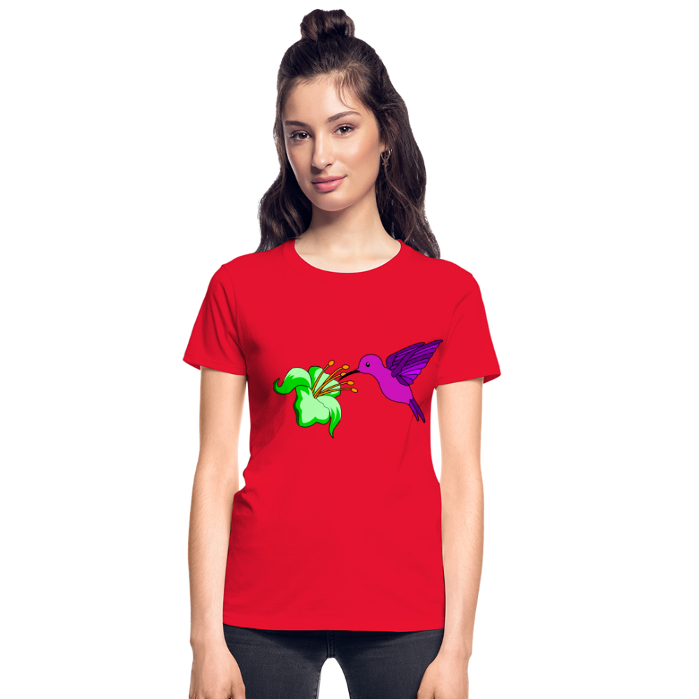 Bird & Flower Ultra Cotton Ladies T-Shirt - red