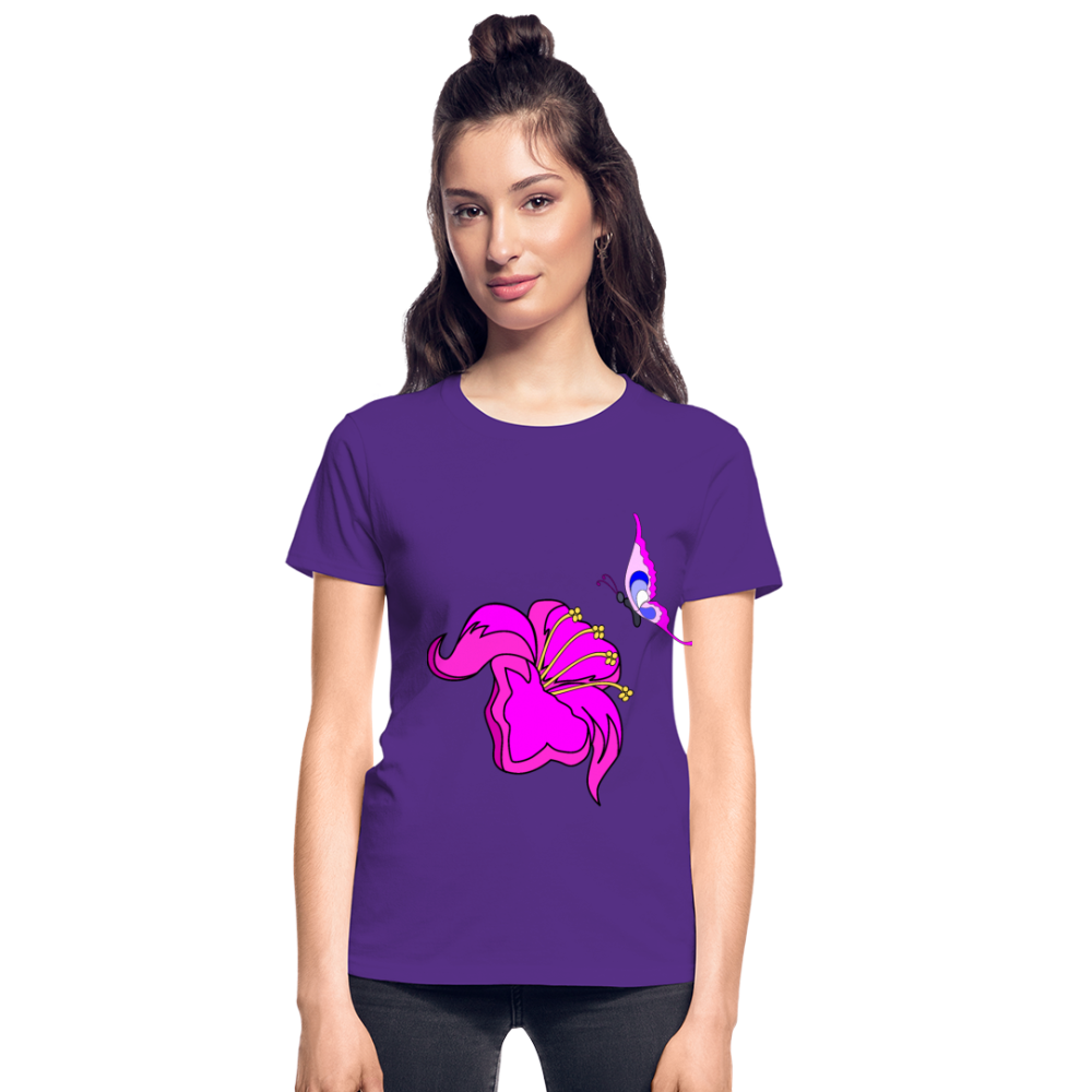 Butterfly & Flower Ultra Cotton Ladies T-Shirt - purple
