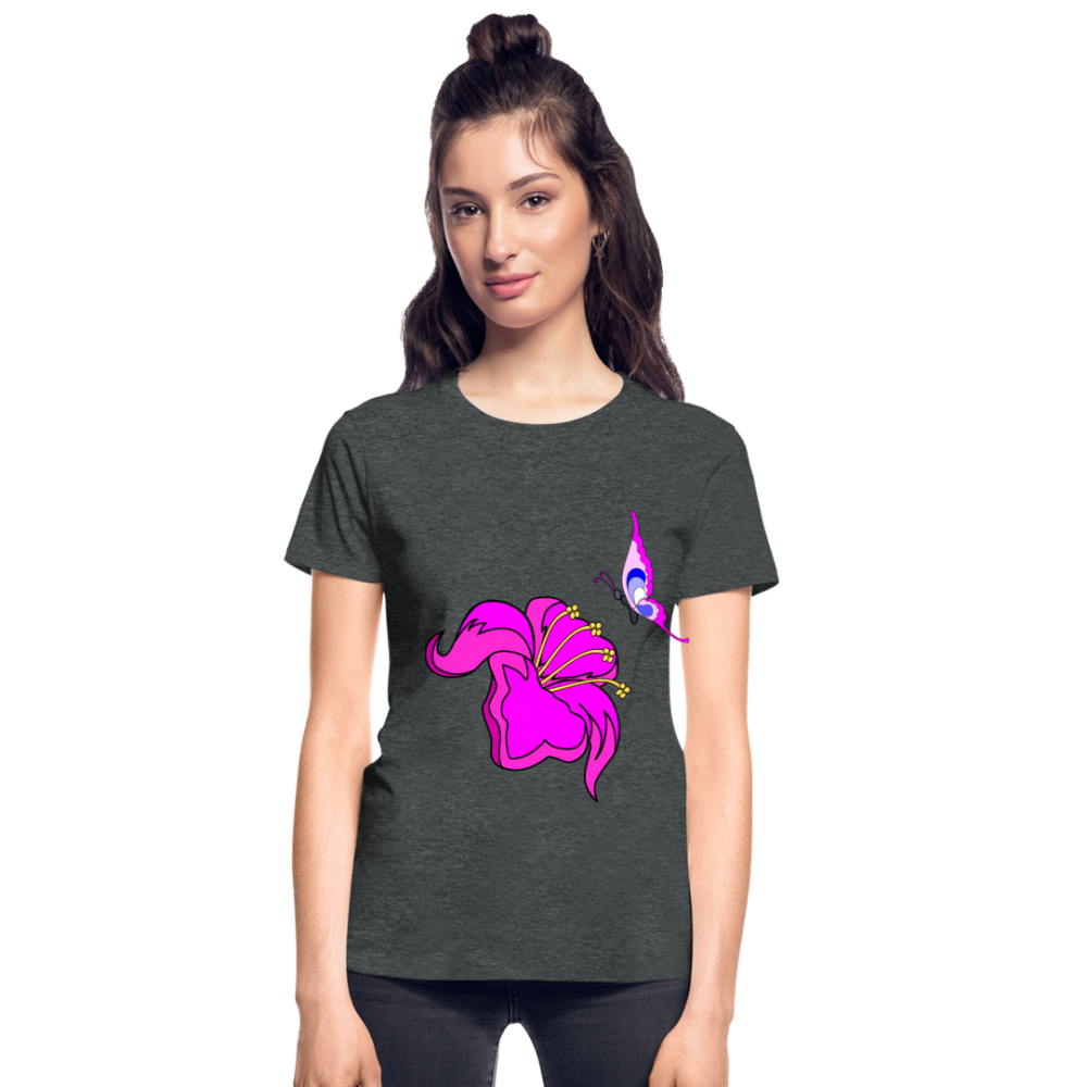 Butterfly & Flower Ultra Cotton Ladies T-Shirt - deep heather