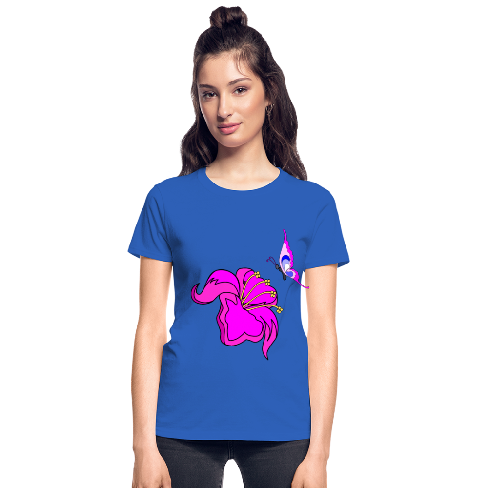 Butterfly & Flower Ultra Cotton Ladies T-Shirt - royal blue