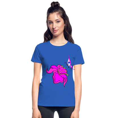 Butterfly & Flower Ultra Cotton Ladies T-Shirt - royal blue