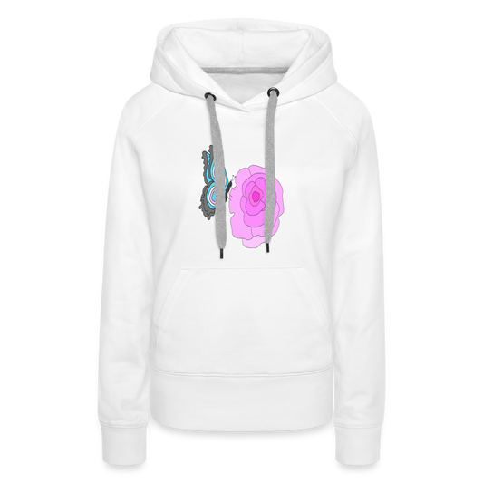 Blue Butterfly & Flower Women’s Premium Hoodie - white