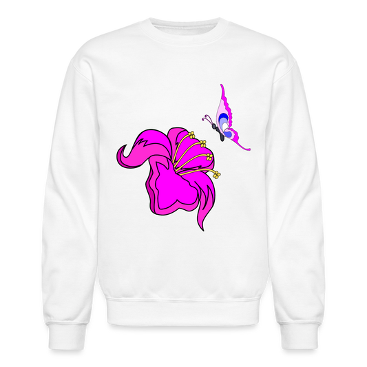 Pink Butterfly Crewneck Sweatshirt - white