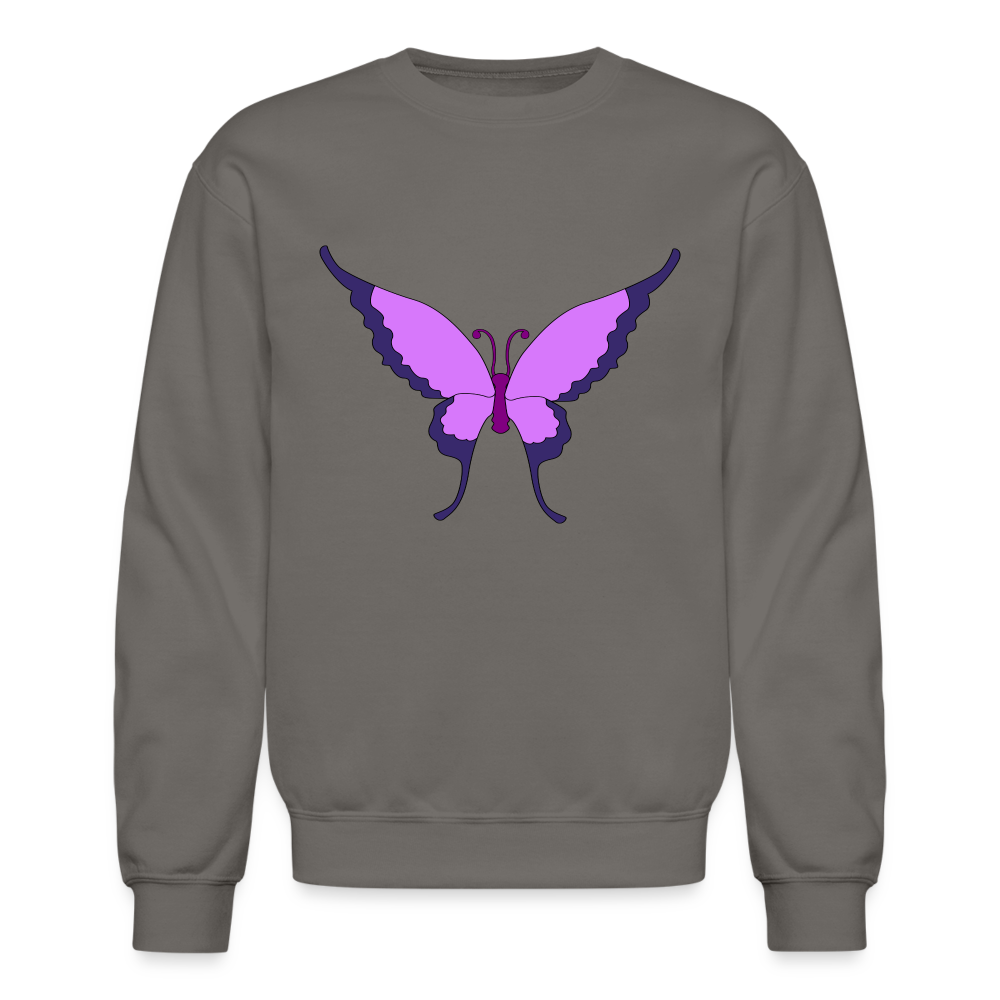 Purple Butterfly Crewneck Sweatshirt - asphalt gray