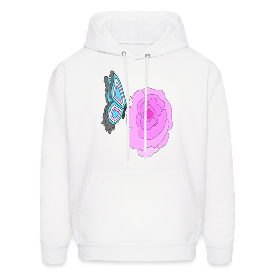 Pink Flower Men's Hoodie - white