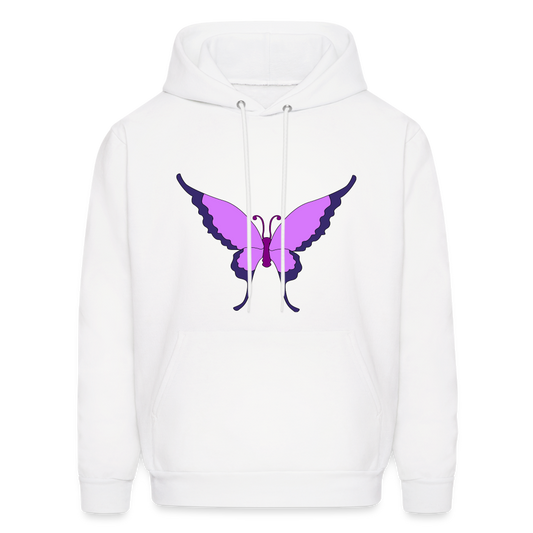 Purple Butterfly Men's Hoodie - white